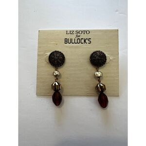 New w/ Tags Vintage Liz Soto for Bullok's Elegant Earrings w/ Dangling‎ Gems